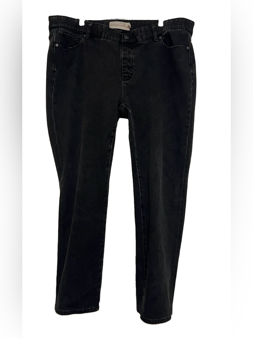 Soft Surroundings Ultimate Jeans Womens Plus 1X Black Pull On Stretch Straight